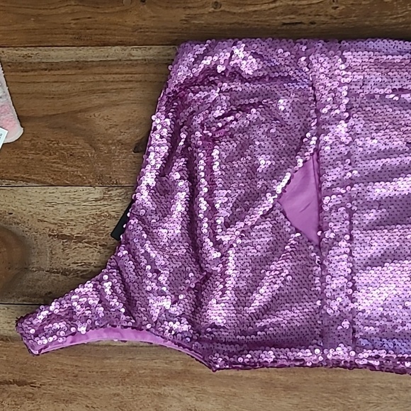 Nwt Lulu's Pink Sequin One-Shoulder Cutout Mermaid Maxi Dress - Picture 14 of 14